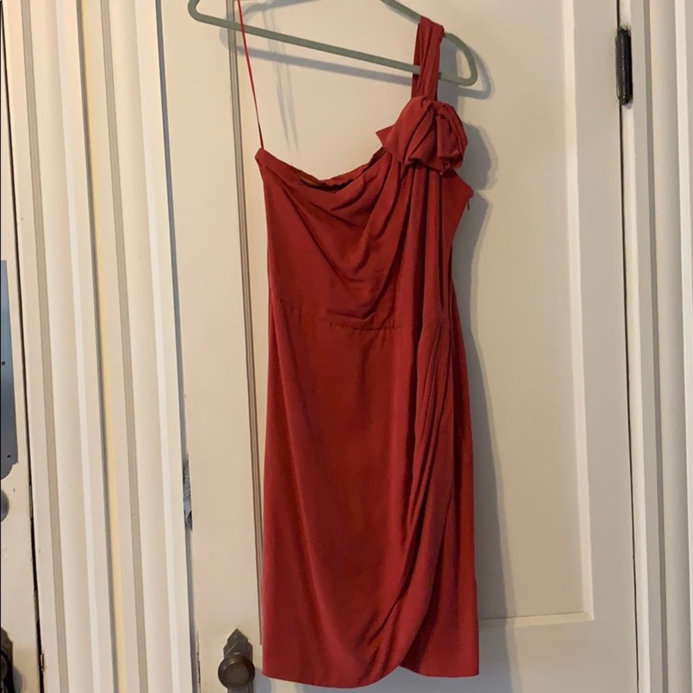 Red one shoulder dress